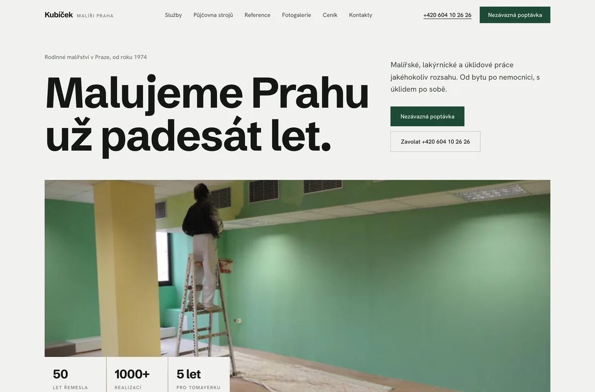 Náhled webu Malíři Kubíček — Malíři pokojů, Praha