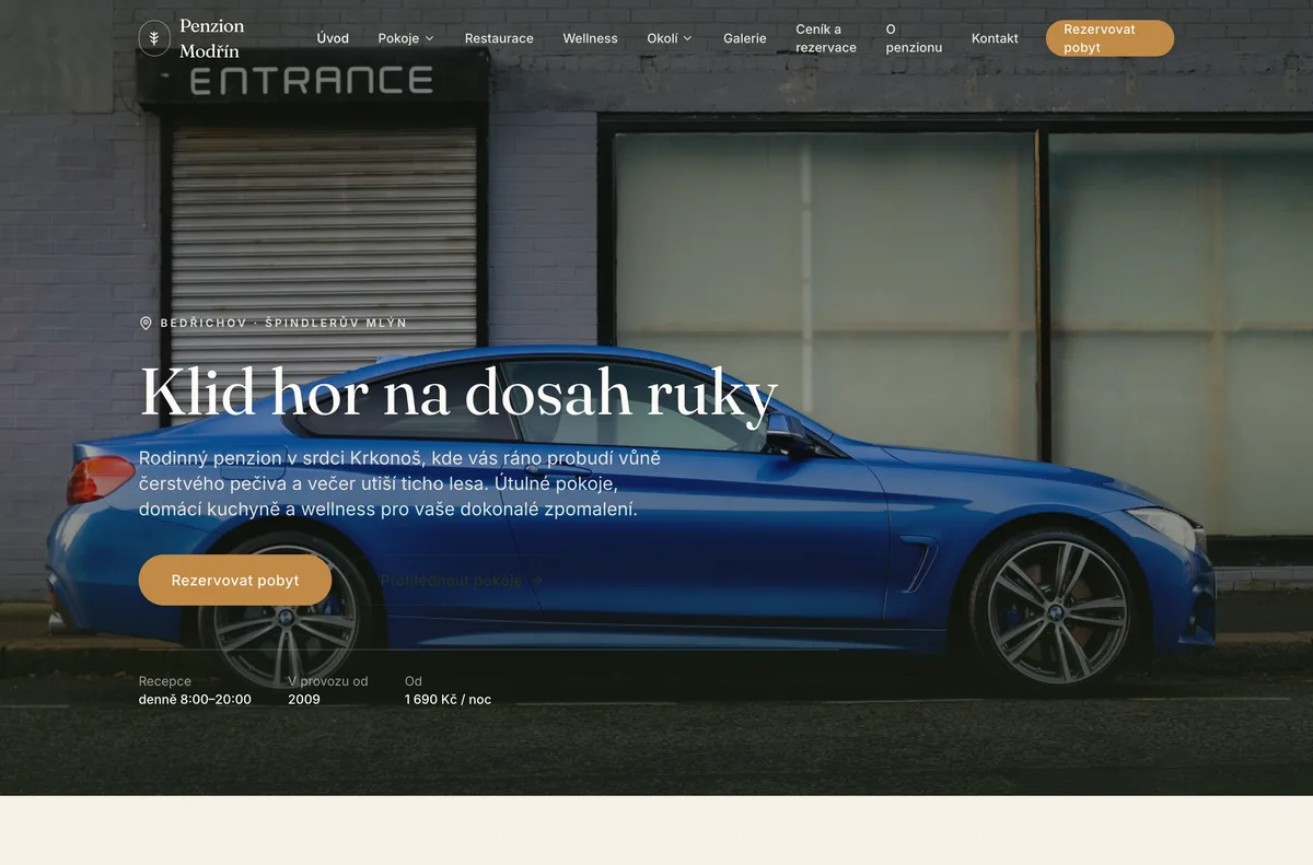 Náhled webu Penzion Modřín — Horský penzion, Špindlerův Mlýn
