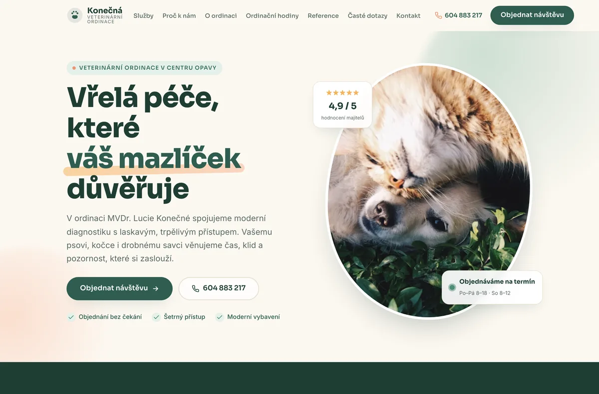 Náhled webu MVDr. Lucie Konečná — Veterinární ordinace, Opava